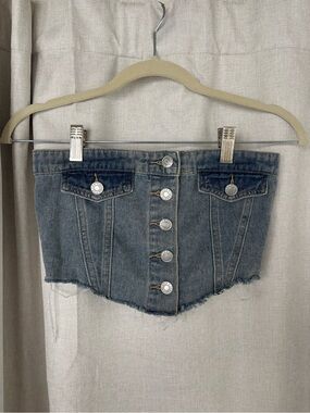 Denim Corset Top with Button Front